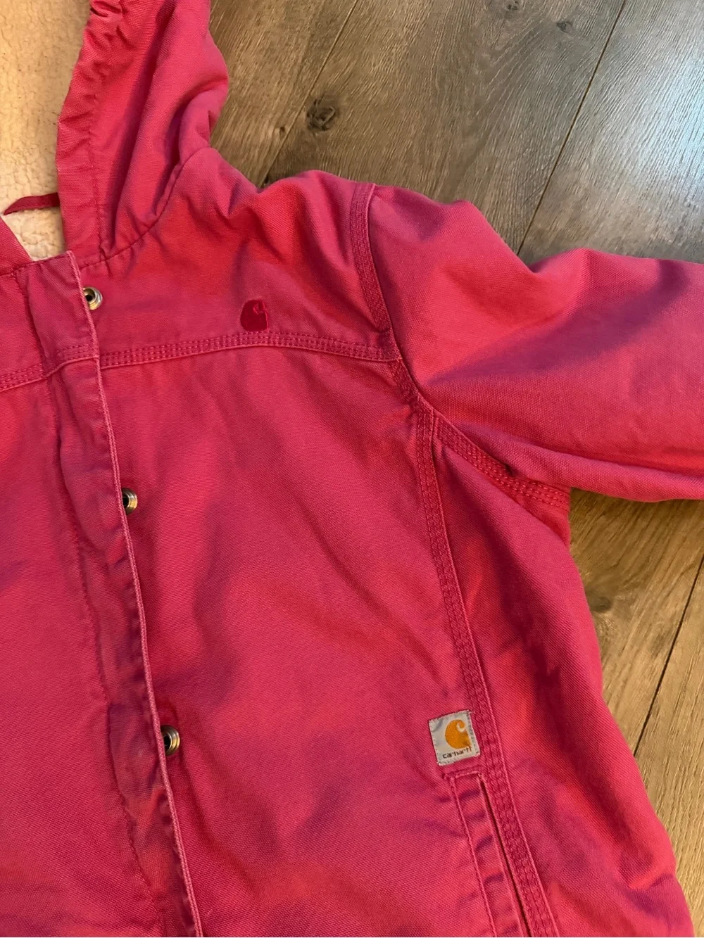 Carhartt Kids Hot Pink Hooded Jacket with Sherpa Lining